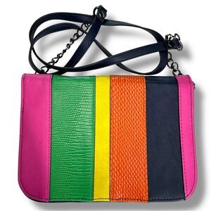 Circus by Sam Edelman Multicolor Crocodile Embossed Striped Crossbody Bag